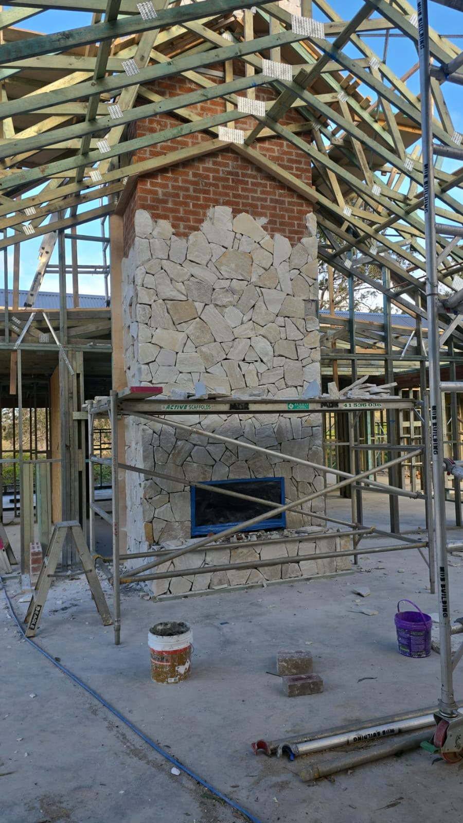 Cresta Beige fireplace installation