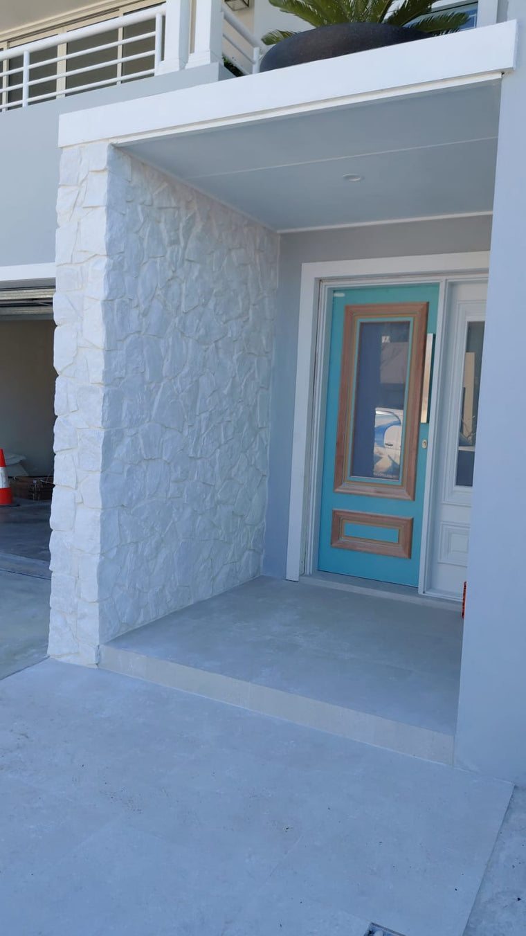Mirella White Stone Cladding surface character and free-form walling pattern — Stone Cladding