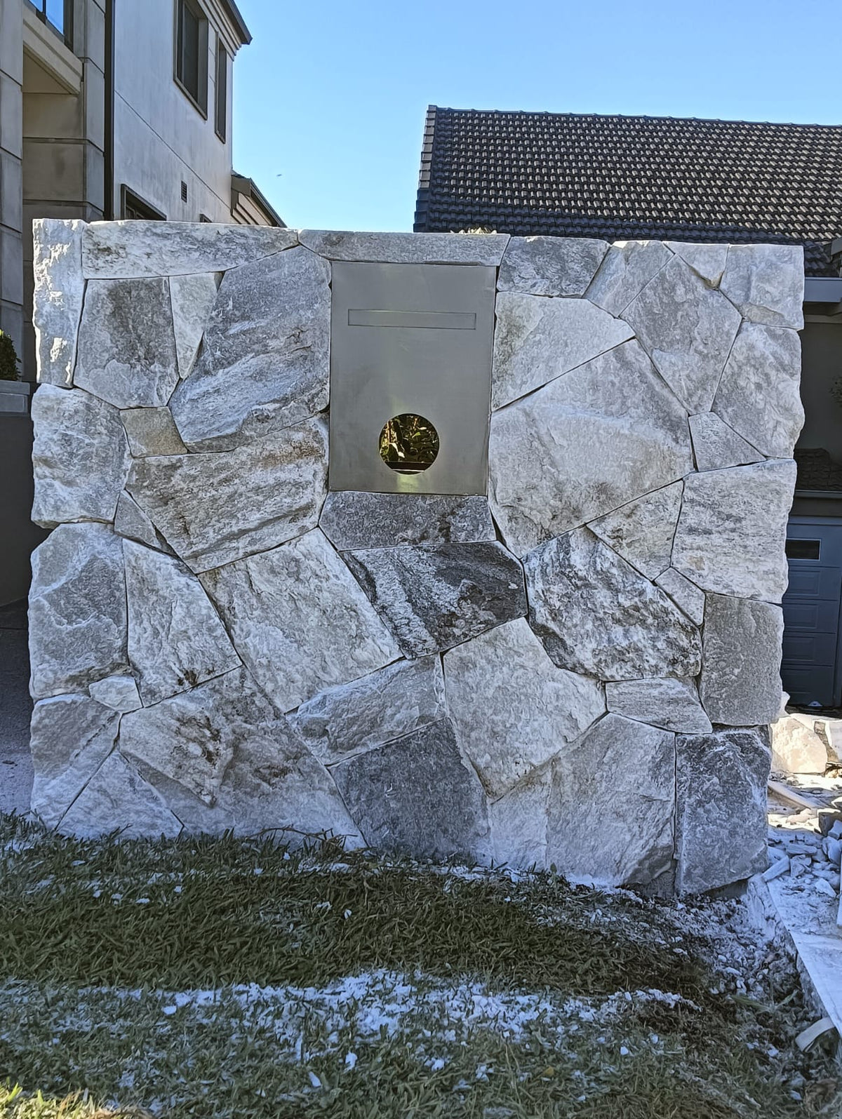 Completed front wall and letterbox